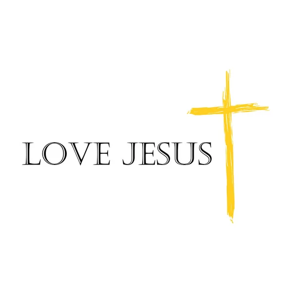 Cross love Jesus, skvělý design pro všechny účely. Vektorová ilustrace. stock image. — Stockový vektor