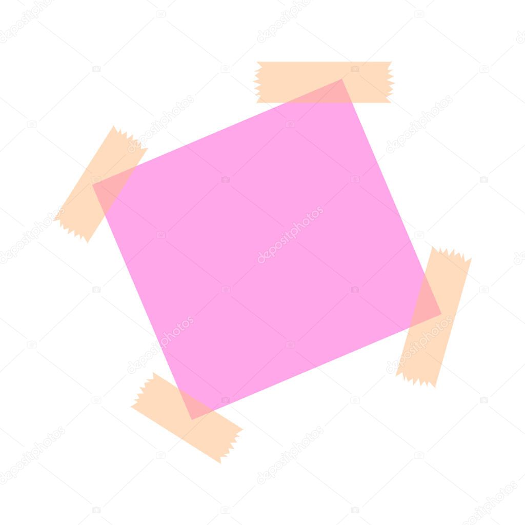 Illustration with pink note paper. Design element. White background. Vector illustration. stock image.