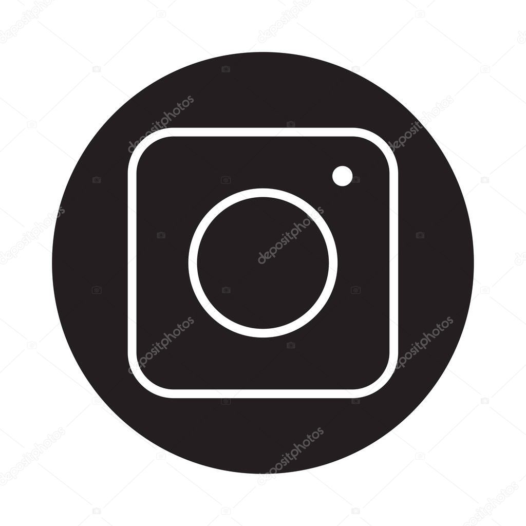 Logo symbol. Social media app. Gradient black. Social network camera icon. Vector illustration. stock image. 