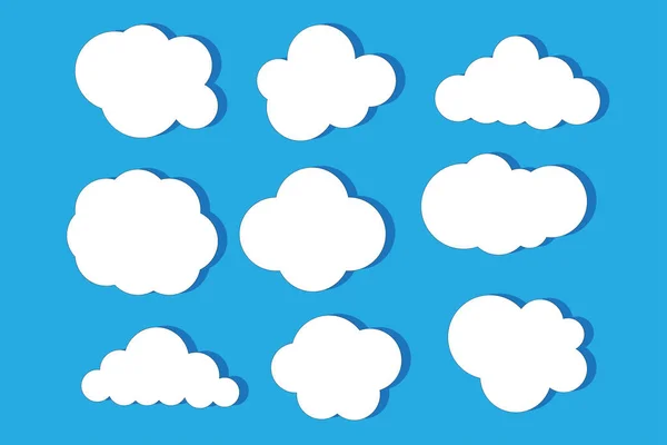 Nuages de dessins animés. Fond bleu. Illustration vectorielle. image de stock. — Image vectorielle