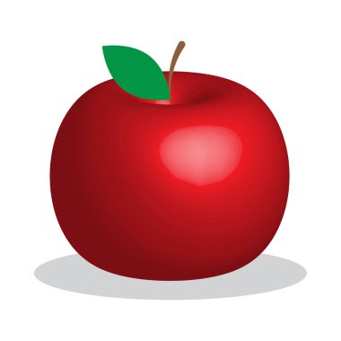 Kırmızı 3D elma, her amaç için harika bir tasarım. Taze sağlıklı yiyecekler. Doğa geçmişi. Vektör çizimi. depolama resmi.