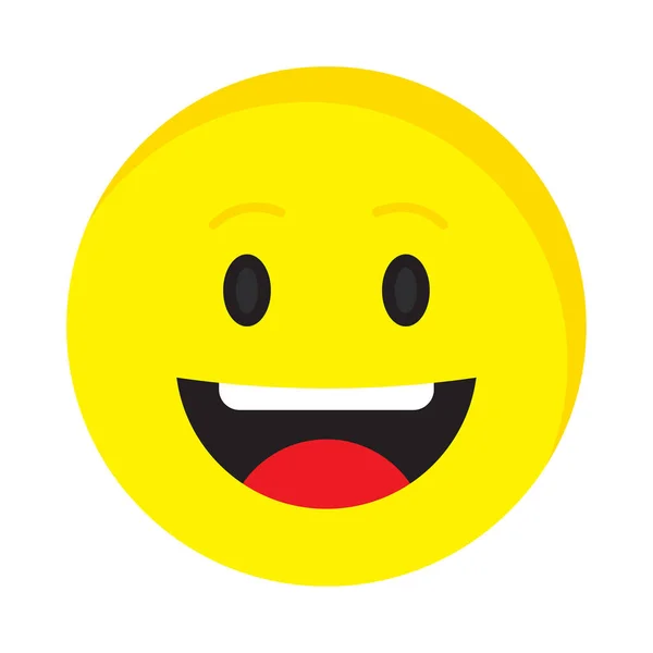 Icono de sonrisa. Carácter amarillo realista. Cara de emoji. Ilustración vectorial. imagen de stock. — Archivo Imágenes Vectoriales