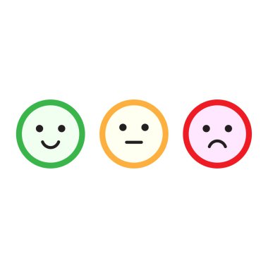 Simge gülümseme emojisini ayarla. Yüz sembolü. Pankart tasarımı için karakter. Vektör çizimi. depolama resmi.