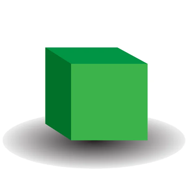 Cubo verde en estilo 3d. Diseño geométrico mínimo. Ilustración vectorial. imagen de stock. — Vector de stock