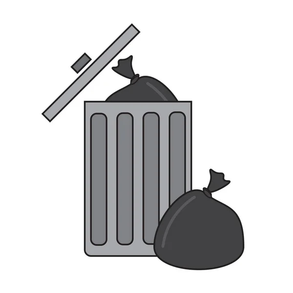 Drawing trash bag in paper cut style. Food basket. Vector illustration. stock image. — ストックベクタ