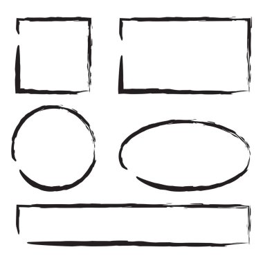 Çalı çırpı hatları. Geometrik şekli çember yapın. Geometrik element. Farklı çizgi figürleri dene. Vektör çizimi. depolama resmi. 