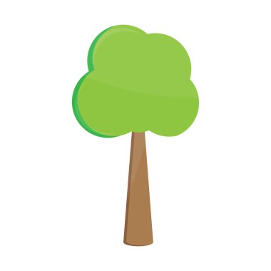 Yeşil çizgi film ağacı. Ekoloji konsepti. Çizgi film çizimi. Vektör çizimi. depolama resmi.