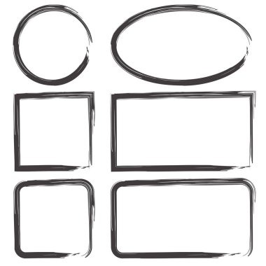 Grunge şekilleri. Tasarım elemanı. Grunge dokusu. Boya fırçası lekesi. Vektör çizimi. Resim yükle. 