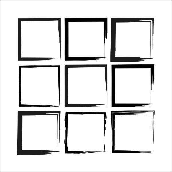 Black freehand squares. Edge frame. Hand drawn sketch. Vector illustration. Stock image. — Stockvector