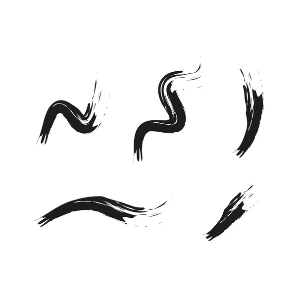 Fekete ecset stroke fehér háttér. Akvarell ecset textúra. Kézzel rajzolt készlet. Vektor illusztráció. készletkép. — Stock Vector