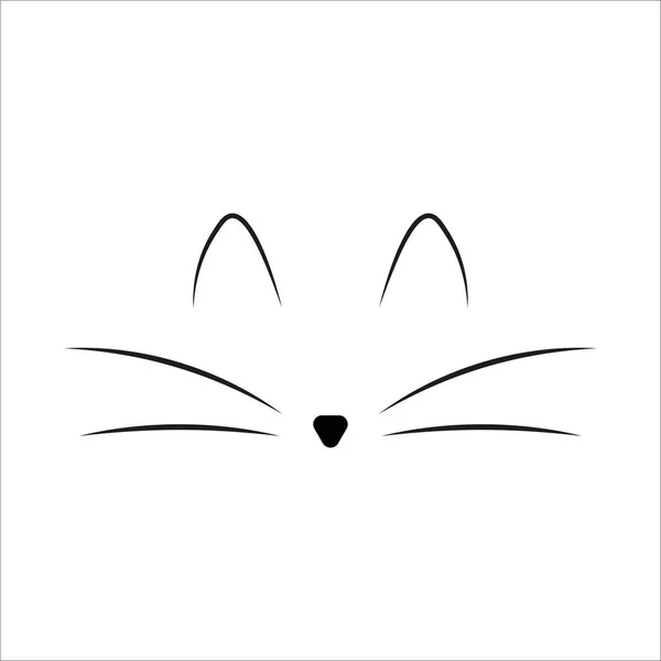 Doodle Katze Schnurrbart-Symbol. Gesichtssymbol. Konturensymbol. Vektorillustration. Archivbild. — Stockvektor