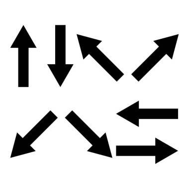 Oklar farklı yönlere. Ok simgesi. Ui sembolü. Eller yukarı. Vektör çizimi. Hisse senedi. EPS 10.