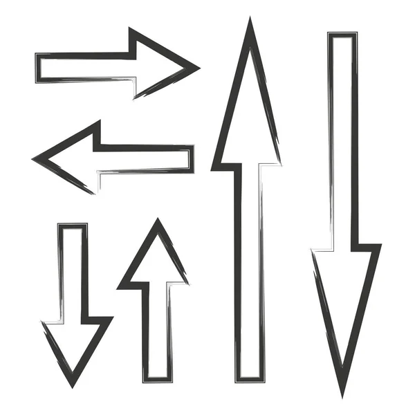Flechas Diferentes Direcciones Icono Flecha Símbolo Levanta Mano Ilustración Vectorial — Vector de stock