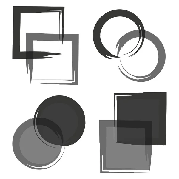 Linienkunst Formen Pinsel Geometrisch Pinselstruktur Vorhanden Handgezeichnetes Set Vektorillustration Archivbild — Stockvektor