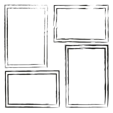 Retro fırça çerçevesi. Kenar çerçevesi. Fırça dokusu. Eski tasarım. Vektör çizimi. Stok görüntüsü. EPS 10.