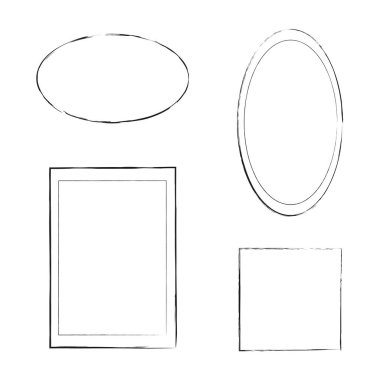 Beyaz arka planda fırça çerçevesi. Boya fırçası lekesi. Tahıl sınırı. Kenar çerçevesi. Vektör çizimi. Stok görüntüsü. EPS 10.