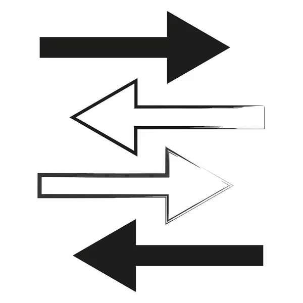 専用の矢だ 異なる方向を指すブラシ矢印 黒と白の矢印 ストック画像 Eps — ストックベクタ