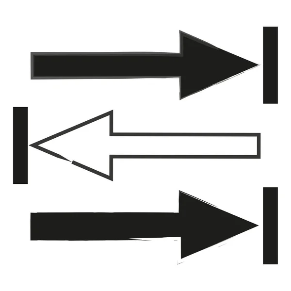 専用の矢だ 異なる方向を指すブラシ矢印 黒と白の矢印 ストック画像 Eps — ストックベクタ