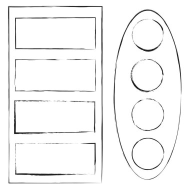 Özel çerçeveler, figürler. Rakamsal rakamlar. İnce çizgilerden yapılmış alışılmadık çerçeveler. Stok görüntüsü. EPS 10.