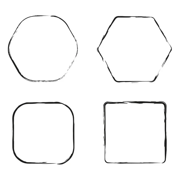 Cadres Exclusifs Différents Différentes Formes Cadre Grunge Tache Pinceau Encre — Image vectorielle