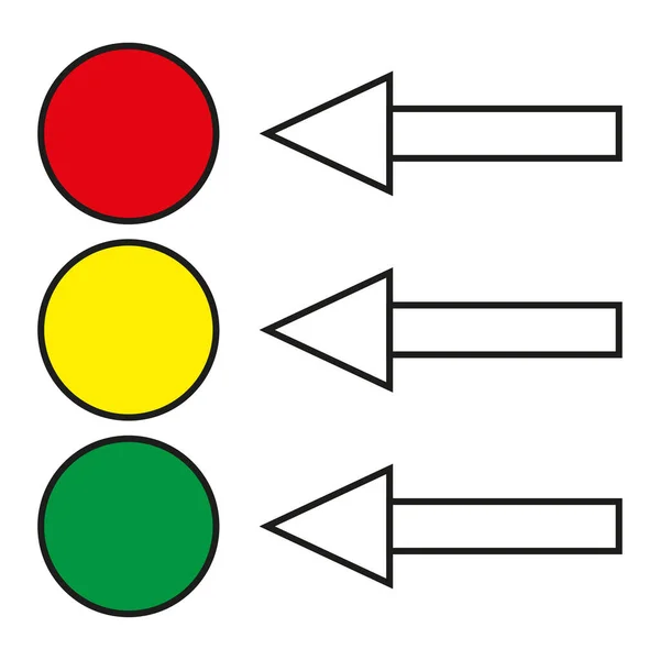 Flèches Exclusives Flèches Brosse Montrant Les Cercles Colorés Feu Circulation — Image vectorielle