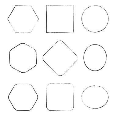 Özel çerçeveler, figürler. Farklı çerçeve. El çizimi eski bir çizim. Stok görüntüsü. EPS 10.