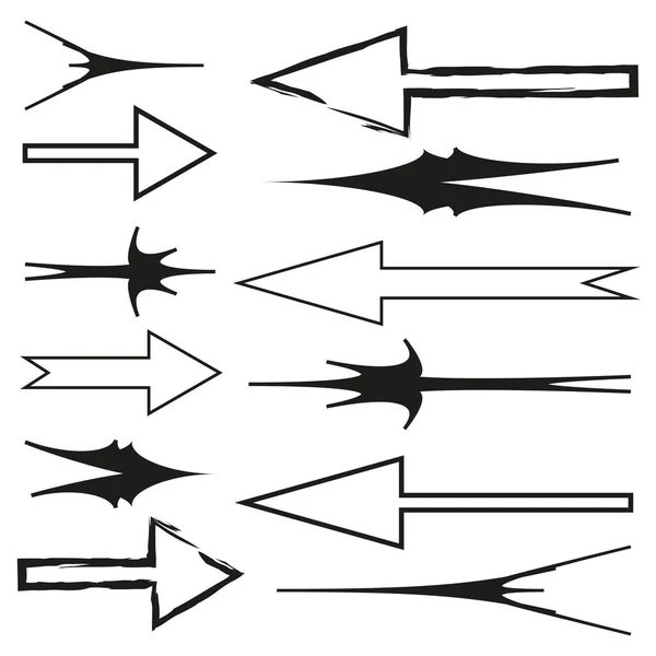 Cepilla Flechas Plantilla Diseño Mancha Pincel Tinta Ilustración Vectorial Imagen — Vector de stock