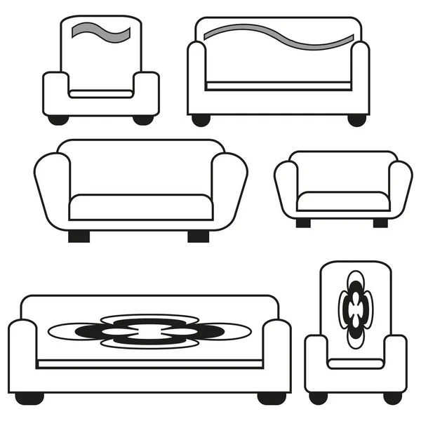 Collection Different Furniture Sticker Pack Vector Illustration Stock Image Eps — Stock vektor