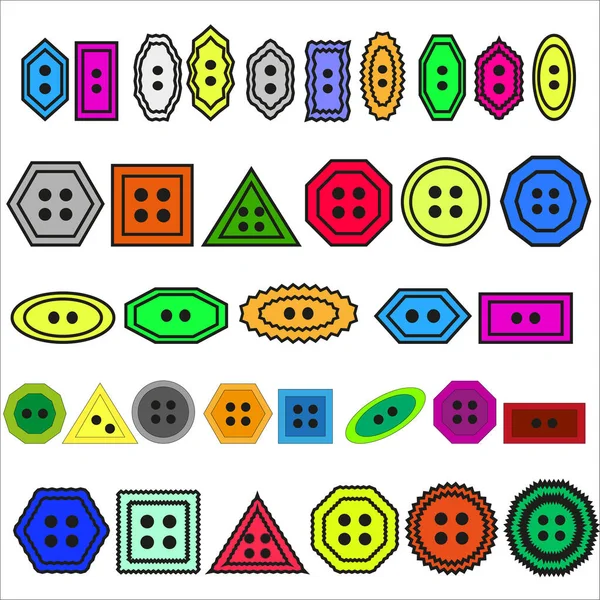 Padrão Clássico Para Design Roupas Botões Coloridos Clássicos Várias Formas — Vetor de Stock