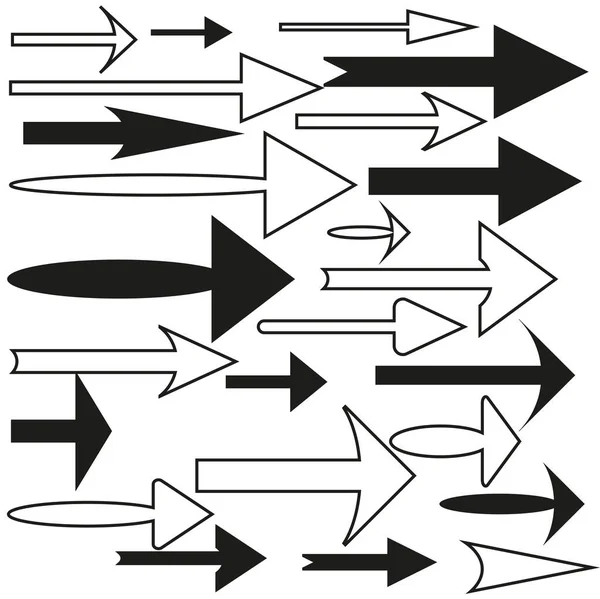Flechas Rectas Diferentes Elementos Gráficos Set Diseño Decorativo Ilustración Vectorial — Vector de stock