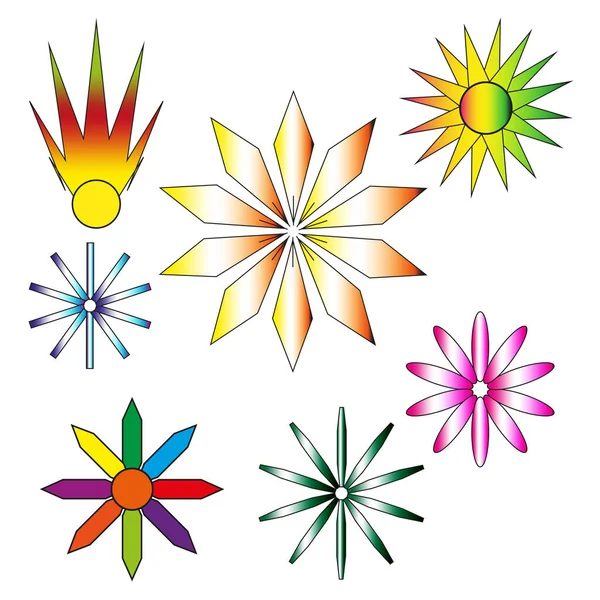 Vintage Cartoon Pattern Flowers Summer Flower Clipart Floral Pattern Element — Stock Vector