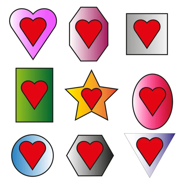 Hearts Different Shapes Wedding Decor Vector Set Love Symbol Vector — Stock Vector