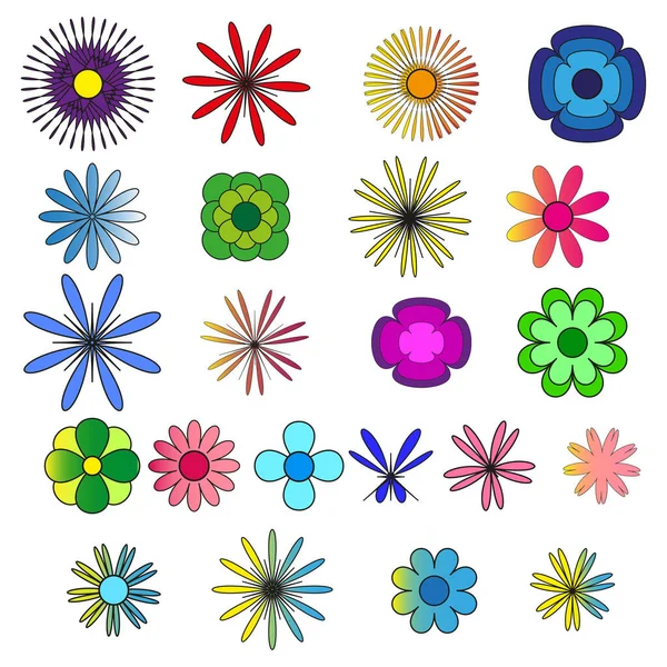 Icon Different Flowers Vector Illustration Stock Image Eps — Stock Vector