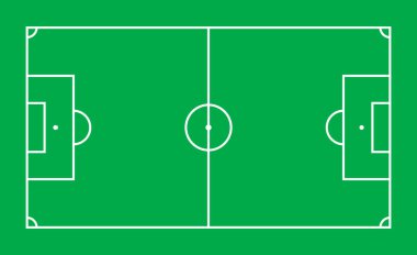 Yukarıdan futbol sahası. Futbol yarışması sembolü. Takım sporu. Vektör çizimi. Stok görüntüsü. EPS 10.