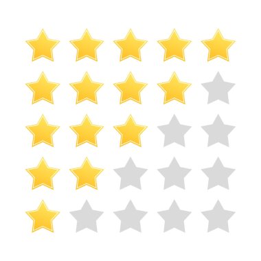 Düz sarı yıldızlar sayı yapıyor. Sarı yıldızlı düz düğme sayı yaptı. Vektör çizimi. Stok görüntüsü. EPS 10.