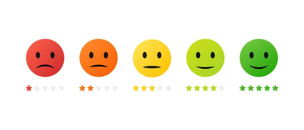 Customer Satisfaction Level Rating Stars Icon Feedback Emotion Scale Customer — Image vectorielle