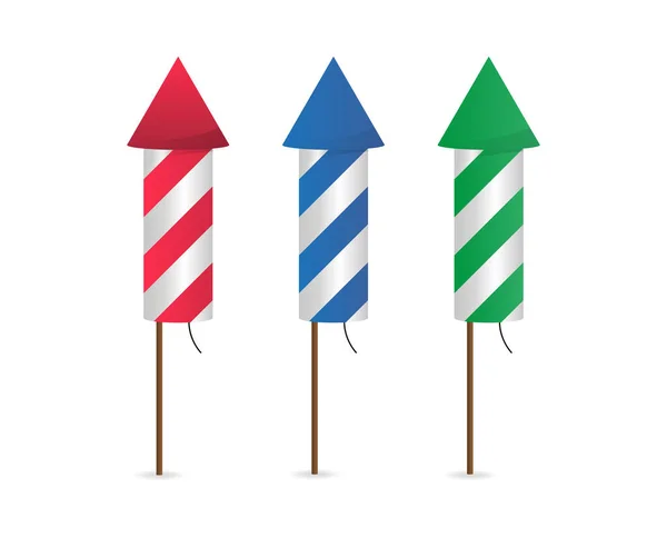 Многоцветные Салюты Американские Салютные Ракеты Векторная Иллюстрация Фондовый Имидж Eps — стоковый вектор