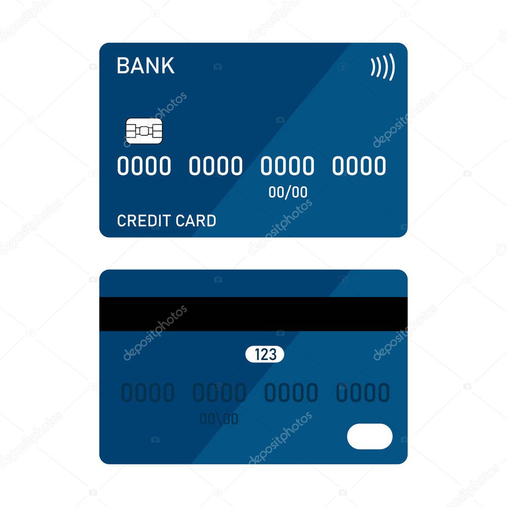 Blue bank card. Business card mockup. Vector illustration. stock image. EPS 10.