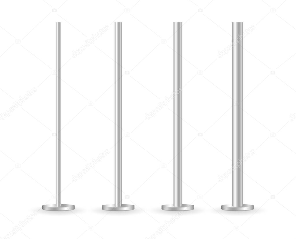 Metal posts in realistic style. Vector illustration. stock image. EPS 10.