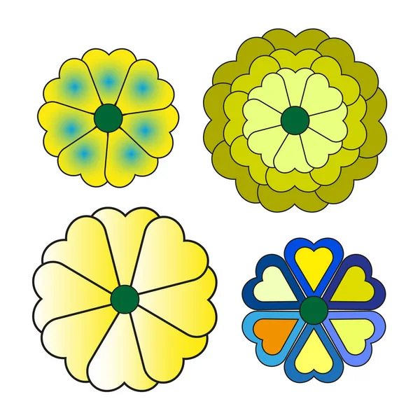 Symbol Mit Verschiedenen Blumen Doodle Knopf Mit Verschiedenen Blumen Vektorillustration — Stockvektor