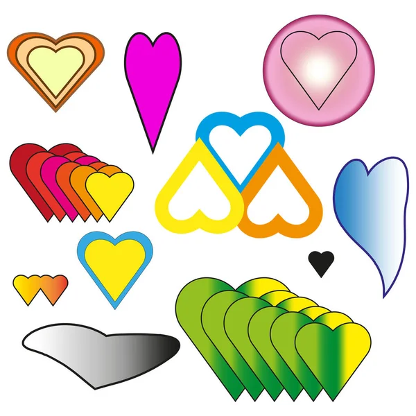 Set Hearts Different Shapes Vector Illustration Stock Image Eps — 스톡 벡터