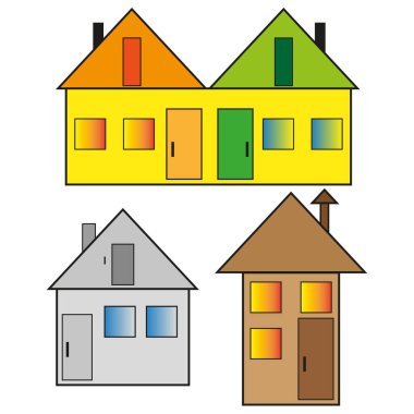 Ev çocukları çizimiyle çizilmiş. Vektör çizimi. Stok görüntüsü. EPS 10.