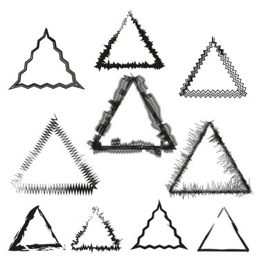 Siyah fırça üçgenli karalama simgesi. Grunge dokusu. Vektör çizimi. Stok görüntüsü. EPS 10.