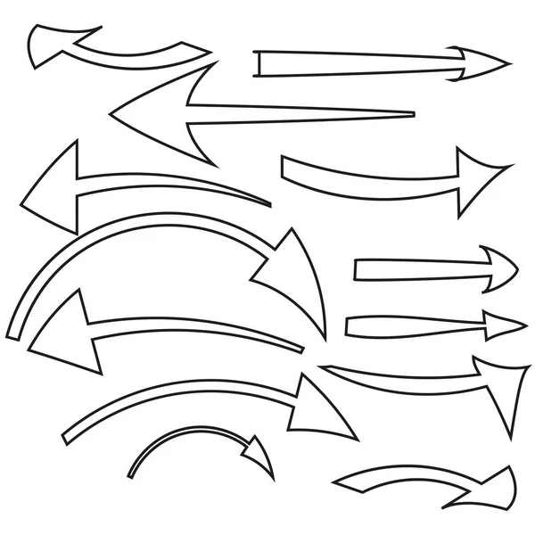 Different Arrows Sketch Style Sketch Flat Drawing Vector Illustration Stock — ストックベクタ