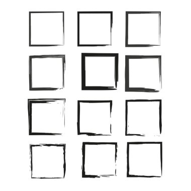 fırça kareleri. Kare kare. Kenar çerçevesi. Vektör çizimi. Stok görüntüsü. EPS 10.