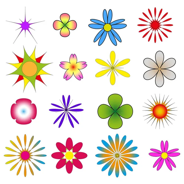 Symbol Mit Verschiedenen Blumen Doodle Knopf Mit Verschiedenen Blumen Vektorillustration — Stockvektor