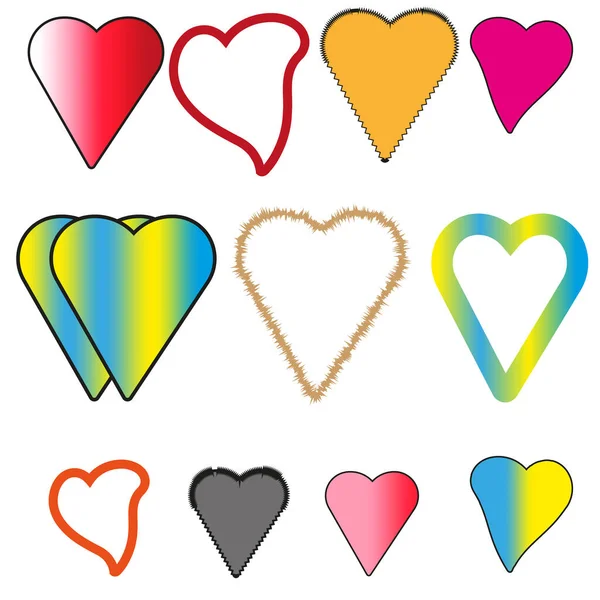 Set Hearts Different Shapes Vector Illustration Stock Image Eps — Stock Vector