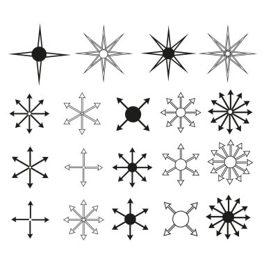 Kar Taneleri yıldız simgeleri. Vektör çizimi. Hisse senedi. EPS 10.