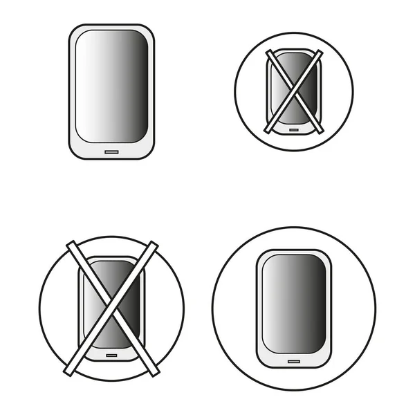 Flat Phone Icon Crossed Out Mobile Device Design Vector Illustration - Stok Vektor