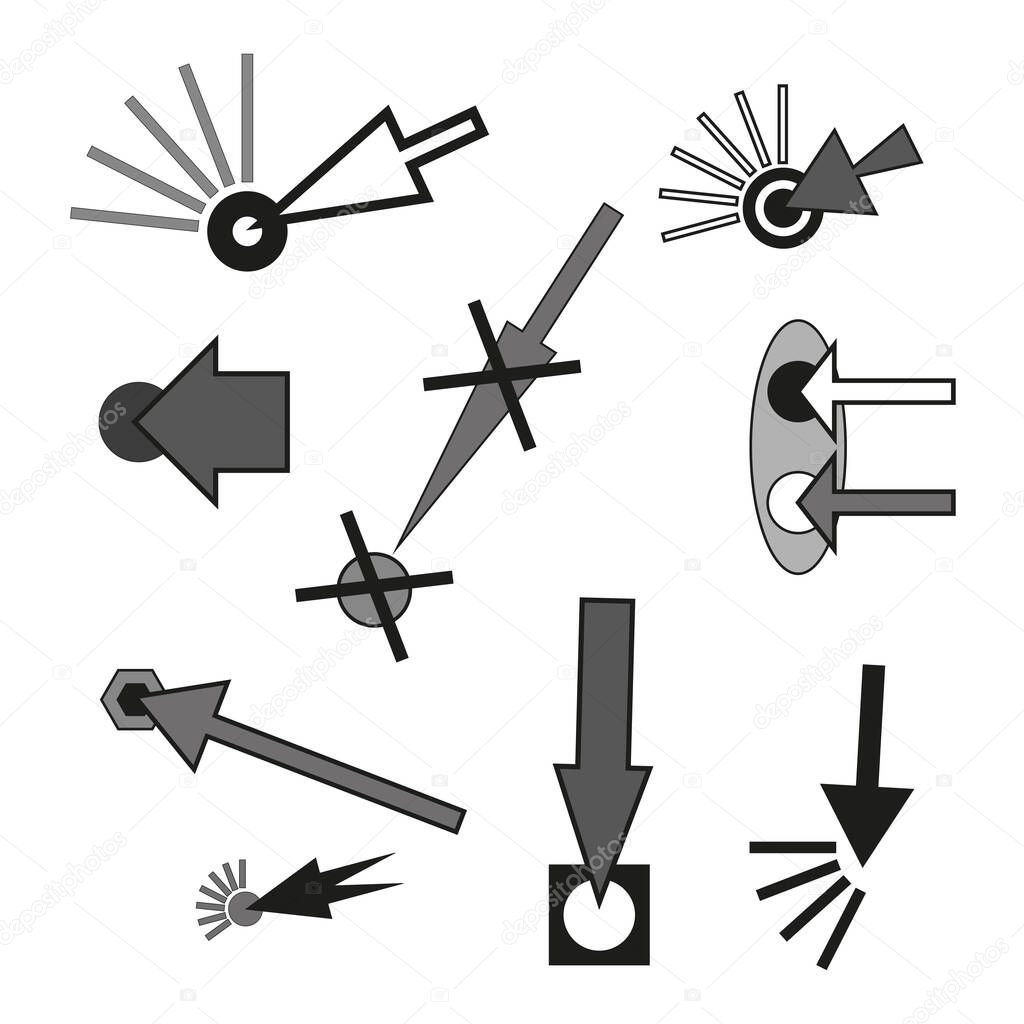 Hit the target. arrow to the point. Vector illustration. Stock image. EPS 10.